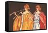 Double Flute Players-null-Framed Stretched Canvas