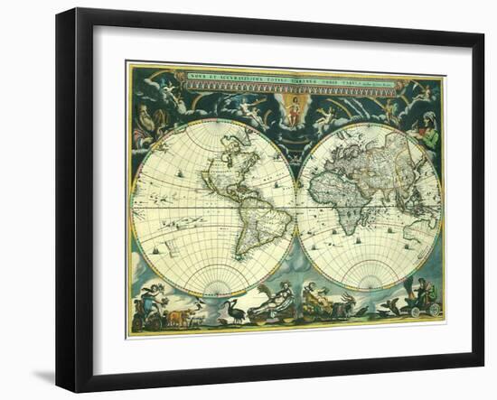 Double Hemisphere Map 1662-Joan Blaeu-Framed Giclee Print