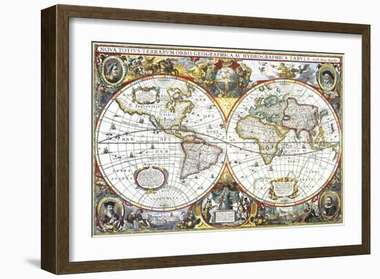 Double-Hemisphere Map of the World 1630-null-Framed Giclee Print