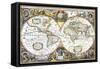 Double-Hemisphere Map of the World 1630-null-Framed Stretched Canvas