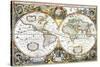 Double-Hemisphere Map of the World 1630-null-Stretched Canvas