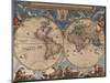 Double Hemisphere Map of the World-Joan Blaeu-Mounted Giclee Print