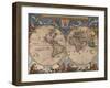 Double Hemisphere Map of the World-Joan Blaeu-Framed Giclee Print