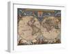 Double Hemisphere Map of the World-Joan Blaeu-Framed Giclee Print