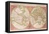 Double Hemisphere World Map, 1587-Gerardus Mercator-Framed Stretched Canvas