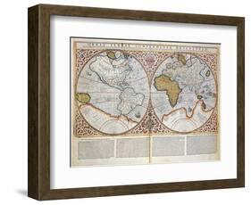 Double Hemisphere World Map, 1587-Gerardus Mercator-Framed Giclee Print