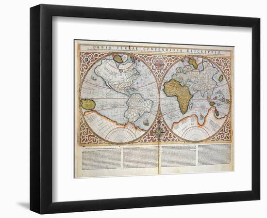 Double Hemisphere World Map, 1587-Gerardus Mercator-Framed Giclee Print