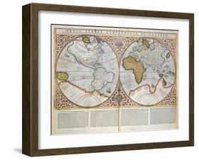 Double Hemisphere World Map, 1587-Gerardus Mercator-Framed Giclee Print