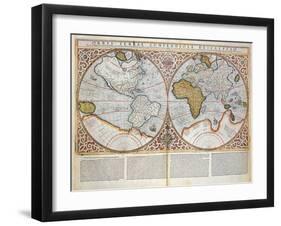 Double Hemisphere World Map, 1587-Gerardus Mercator-Framed Giclee Print