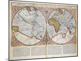 Double Hemisphere World Map, 1587-Gerardus Mercator-Mounted Giclee Print