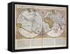 Double Hemisphere World Map, 1587-Gerardus Mercator-Framed Stretched Canvas