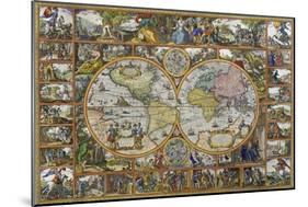 Double Hemisphere World Map, 1617-Visscher Claes Jansz-Mounted Giclee Print