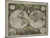 Double-hemisphere world map from Goos's Sea Atlas of the Water World, 1672-Pieter Goos-Mounted Giclee Print