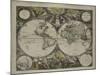 Double-hemisphere world map from Goos's Sea Atlas of the Water World, 1672-Pieter Goos-Mounted Giclee Print