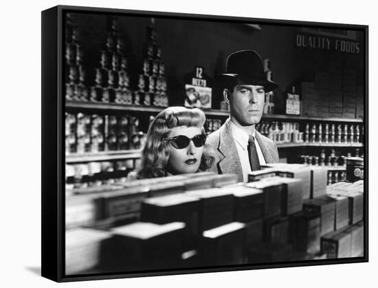 DOUBLE INDEMNITY, 1944 directed by BILLY WILDER Barbara Stanwyck and Fred McMurray (b/w photo)-null-Framed Stretched Canvas