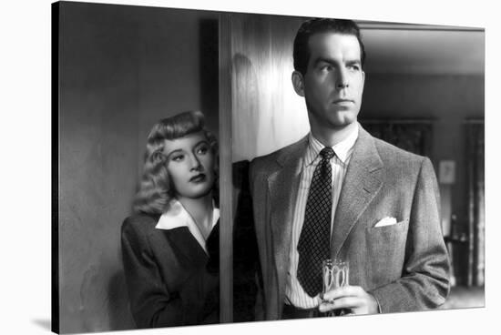 DOUBLE INDEMNITY, 1944 directed by BILLY WILDER Barbara Stanwyck and Fred McMurray (b/w photo)-null-Stretched Canvas