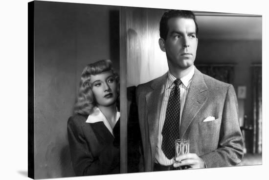 DOUBLE INDEMNITY, 1944 directed by BILLY WILDER Barbara Stanwyck and Fred McMurray (b/w photo)-null-Stretched Canvas