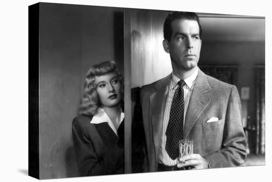 DOUBLE INDEMNITY, 1944 directed by BILLY WILDER Barbara Stanwyck and Fred McMurray (b/w photo)-null-Stretched Canvas