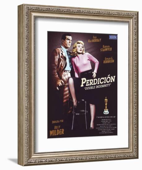 Double Indemnity, Spanish Movie Poster, 1944-null-Framed Art Print