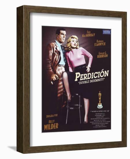 Double Indemnity, Spanish Movie Poster, 1944-null-Framed Art Print