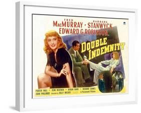 Double Indemnity, UK Movie Poster, 1944-null-Framed Art Print