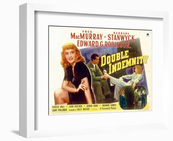 Double Indemnity, UK Movie Poster, 1944-null-Framed Art Print