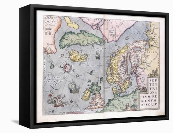 Double-Page Map of Northern Europe, 1575-Abraham Ortelius-Framed Stretched Canvas