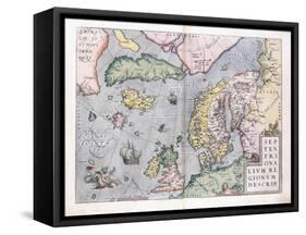 Double-Page Map of Northern Europe, 1575-Abraham Ortelius-Framed Stretched Canvas