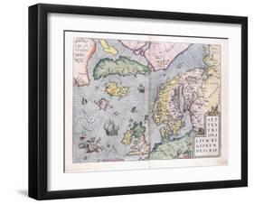 Double-Page Map of Northern Europe, 1575-Abraham Ortelius-Framed Giclee Print