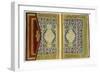 Double Page Spread from a Koran with Marginal Floral Decoration, Turkish, 1855-null-Framed Giclee Print