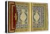 Double Page Spread from a Koran with Marginal Floral Decoration, Turkish, 1855-null-Stretched Canvas