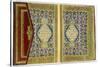 Double Page Spread from a Koran with Marginal Floral Decoration, Turkish, 1855-null-Stretched Canvas