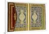 Double Page Spread from a Koran with Marginal Floral Decoration, Turkish, 1855-null-Framed Giclee Print