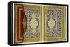 Double Page Spread from a Koran with Marginal Floral Decoration, Turkish, 1855-null-Framed Stretched Canvas
