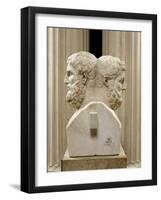 Double pilier hermaïque : portrait du philosophe Epicure et de son disciple Métrodore-null-Framed Giclee Print