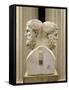 Double pilier hermaïque : portrait du philosophe Epicure et de son disciple Métrodore-null-Framed Stretched Canvas