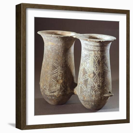 Double Pithoi, Geometric Patterned Terracotta from Milos, Greece-null-Framed Giclee Print