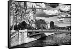 Double Pont Bridge - Notre Dame Cathedral - Paris - France-Philippe Hugonnard-Framed Stretched Canvas