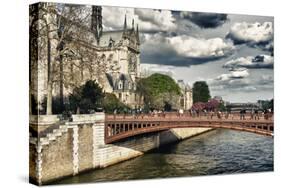 Double Pont Bridge - Notre Dame Cathedral - Paris - France-Philippe Hugonnard-Stretched Canvas