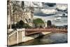 Double Pont Bridge - Notre Dame Cathedral - Paris - France-Philippe Hugonnard-Stretched Canvas