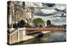 Double Pont Bridge - Notre Dame Cathedral - Paris - France-Philippe Hugonnard-Stretched Canvas