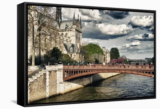 Double Pont Bridge - Notre Dame Cathedral - Paris - France-Philippe Hugonnard-Framed Stretched Canvas