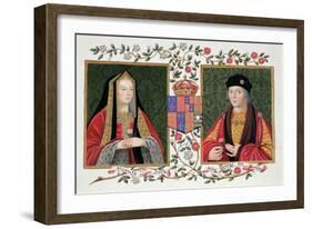 Double Portrait of Elizabeth of York and Henry VII Holding the White Rose of York-Sarah Countess Of Essex-Framed Giclee Print