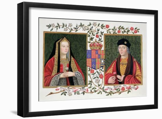 Double Portrait of Elizabeth of York and Henry VII Holding the White Rose of York-Sarah Countess Of Essex-Framed Giclee Print
