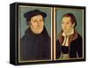 Double Portrait of Martin Luther and Katherin Von Bora, 1529 (Oil on Panel)-Lucas Cranach the Elder-Framed Stretched Canvas