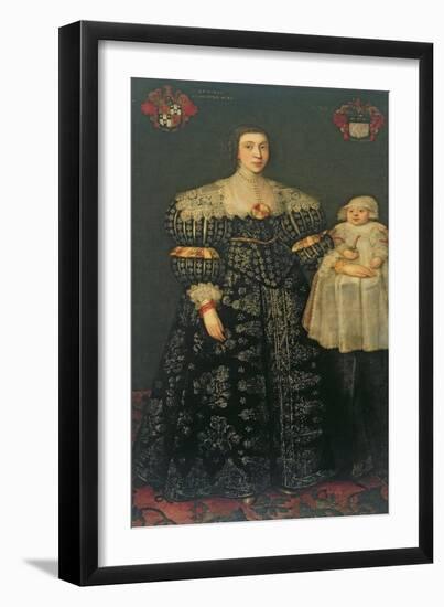 Double Portrait of Mary, Lady Bowes, Aged 24, and Her Eldest Son, Thomas, 1630-English School-Framed Giclee Print