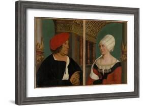 Double Portrait of the Basel Mayor Jacob Meyer Zum Hasen and His Wife Dorothea Kannengiesser, 1516-Hans Holbein the Younger-Framed Giclee Print