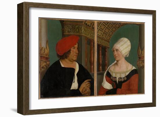 Double Portrait of the Basel Mayor Jacob Meyer Zum Hasen and His Wife Dorothea Kannengiesser, 1516-Hans Holbein the Younger-Framed Giclee Print