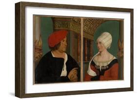 Double Portrait of the Basel Mayor Jacob Meyer Zum Hasen and His Wife Dorothea Kannengiesser, 1516-Hans Holbein the Younger-Framed Giclee Print