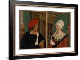 Double Portrait of the Basel Mayor Jacob Meyer Zum Hasen and His Wife Dorothea Kannengiesser, 1516-Hans Holbein the Younger-Framed Giclee Print